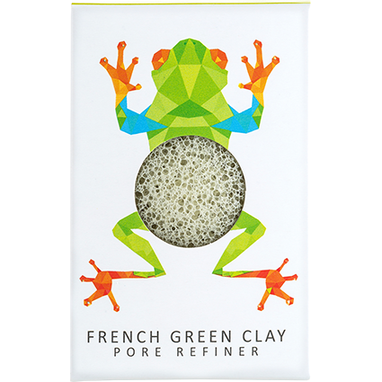 The Konjac Rainforest Tree Frog Mini Face Puff Green French Clay The Konjac Rainforest Tree Frog Mini Face Puff Green French Clay