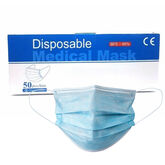 Blue Face Mask 3ply Disposable Elastic Loop Pack 50 pcs