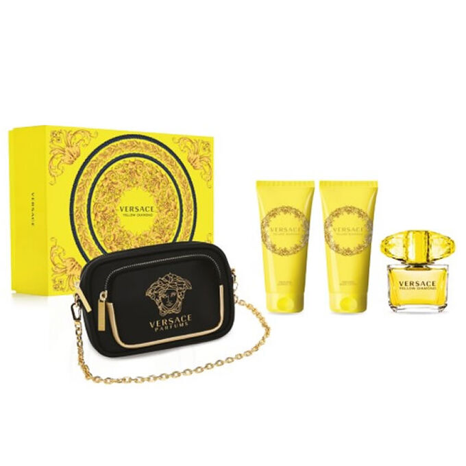 Versace Yellow Diamond Eau De Toilette Spray 90ml Set 4 Pieces 
