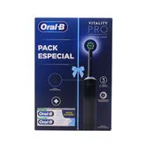 Oral-B Vitality Pro Ensemble de brosses Electriques Noires 3 Pièces Oral-B Vitality Pro Ensemble de brosses Electriques Noires 3 Pièces