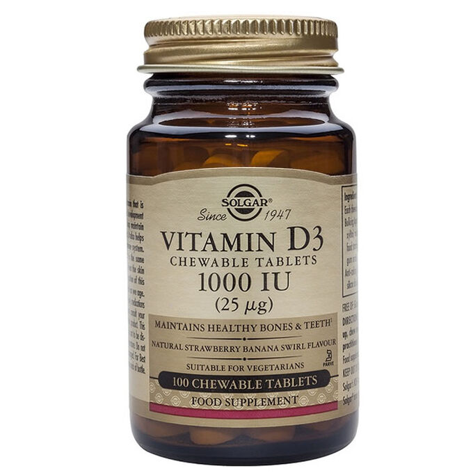 Solgar Vitamin D3 1000 IU 25cmg Cholecalciferol 100 Tablets Niche