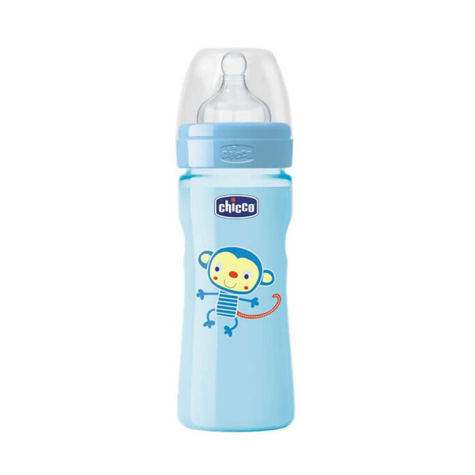 Chicco Bouteille En Silicone 250ml Bleu Moyen Débit 2m
