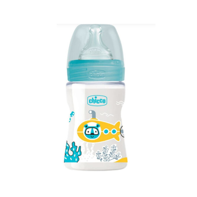 Chicco Chicco 150 ml Feeding Bottle Hygienic Silicone Teat BPA Free Blue/Green count 1 