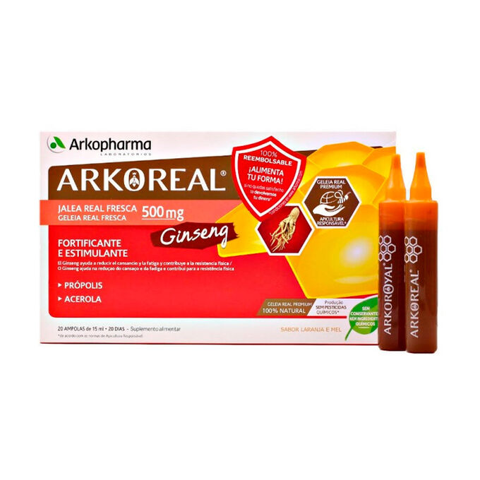 Buy Arkoreal Royal jelly energy with sugar-free ginseng 20 ampoules  Arkopharma